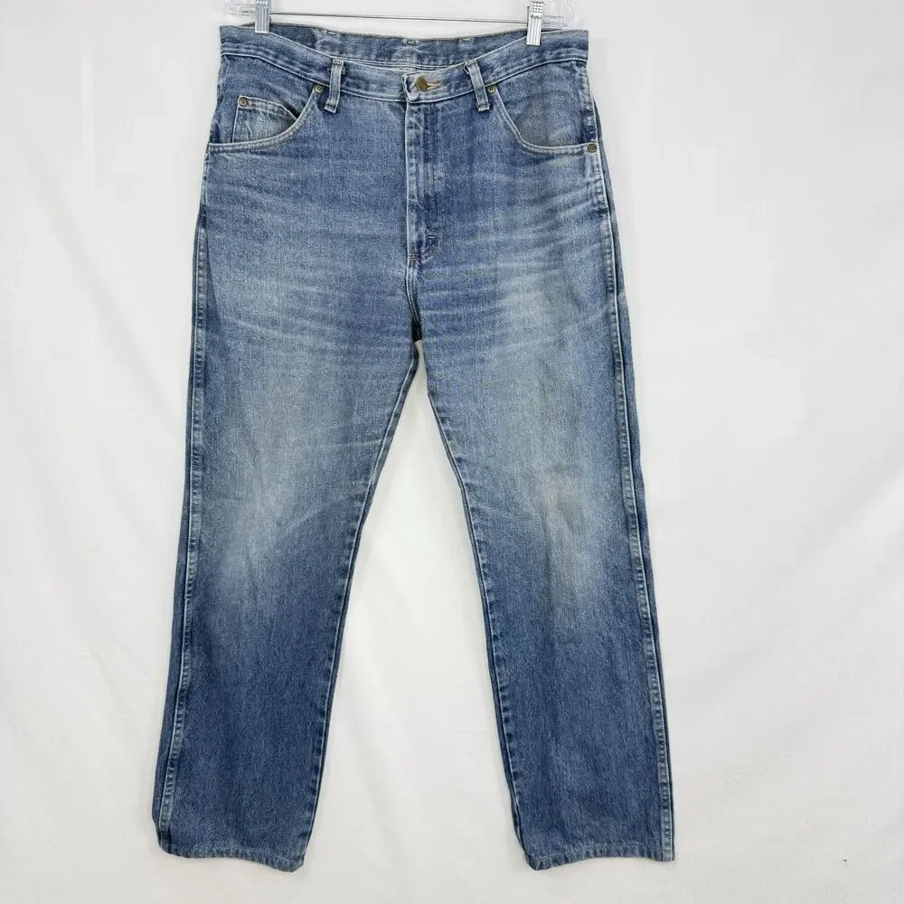 Wrangler Premium Quality Jeans Men 36x34 Blue Denim Straight Leg Cotton Regular